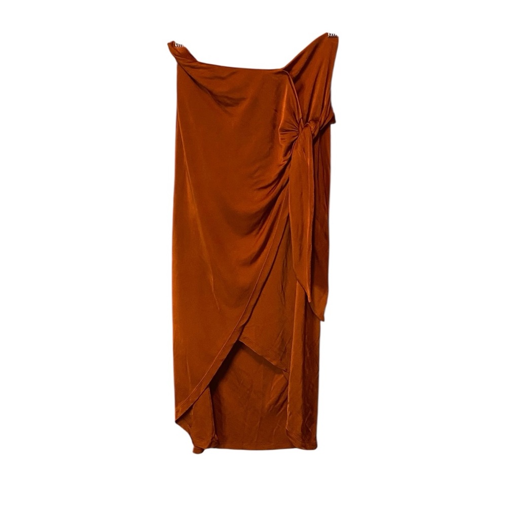 Maeve Anthropologie Terracotta Draped Midi Skirt Silk Blend Boho Small - Picture 1 of 8